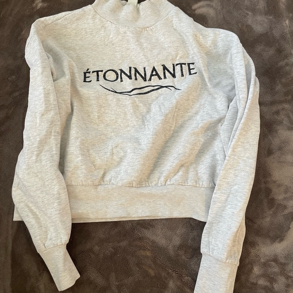H&M Gray Cropped Long Sleeve Sweatshirt